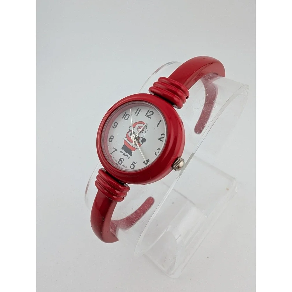 Geneva Christmas Santa Claus Watch Women Red Bangle Band- New Battery
